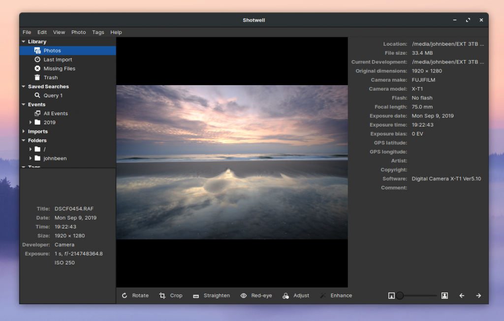 Using Shotwell to manage photos on share
